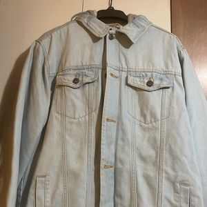 Men large jean jacket with hood